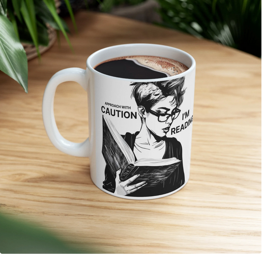 Caution I'm Reading Mug